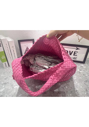 Mia Hobo Woven Single Handle Tote Hot Pink