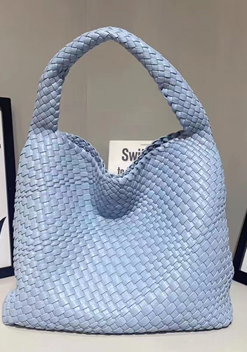 Mia Hobo Woven Single Handle Tote Light Blue