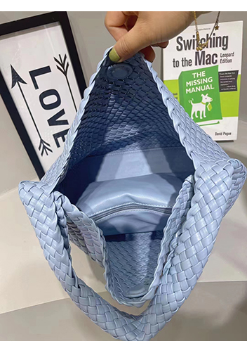 Mia Hobo Woven Single Handle Tote Light Blue