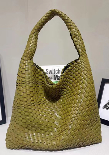 Mia Hobo Woven Single Handle Tote Olive