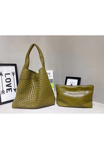 Mia Hobo Woven Single Handle Tote Olive