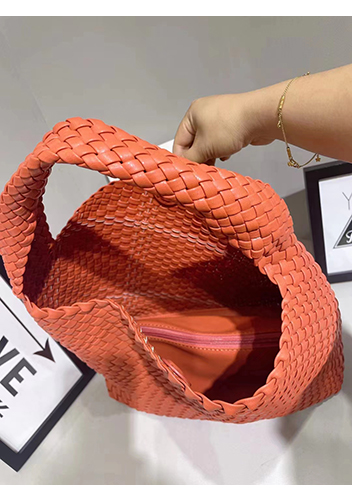 Mia Hobo Woven Single Handle Tote Orange