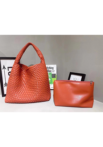 Mia Hobo Woven Single Handle Tote Orange