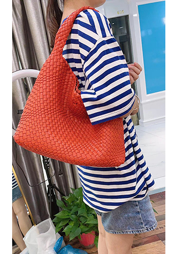 Mia Hobo Woven Single Handle Tote Orange