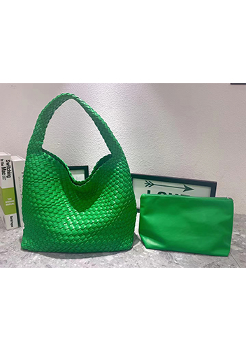 Mia Hobo Woven Single Handle Tote Green Parakeet