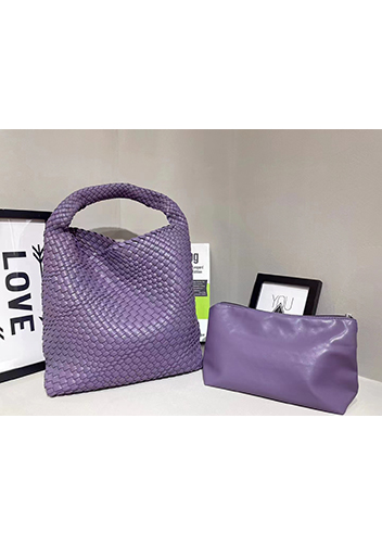 Mia Hobo Woven Single Handle Tote Purple