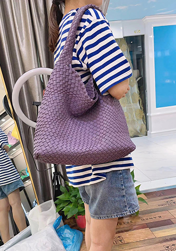 Mia Hobo Woven Single Handle Tote Purple