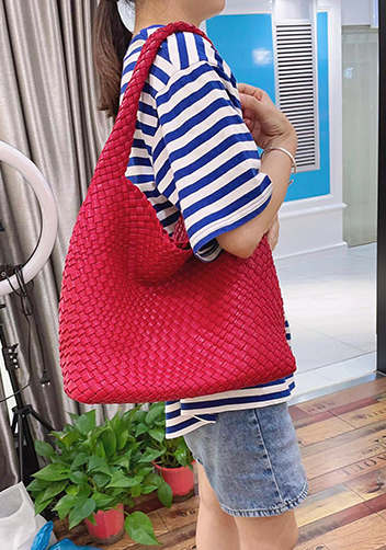 Mia Hobo Woven Single Handle Tote Red