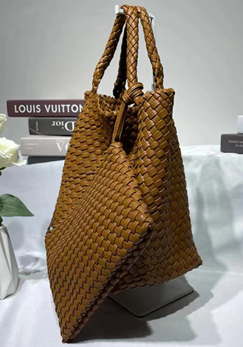 Mia Woven Tote With Pochette Camel