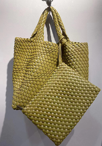 Mia Woven Tote With Pochette Olive