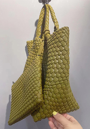 Mia Woven Tote With Pochette Olive
