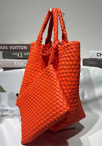 Mia Woven Tote With Pochette Orange