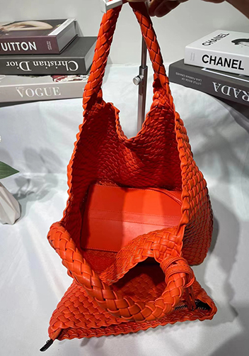 Mia Woven Tote With Pochette Orange