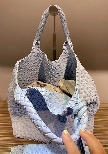 Mia Woven Tote With Pochette White