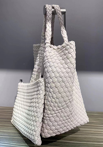 Mia Woven Tote With Pochette White