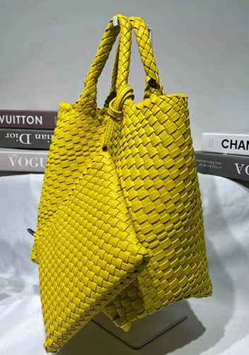 Mia Woven Tote With Pochette Yellow