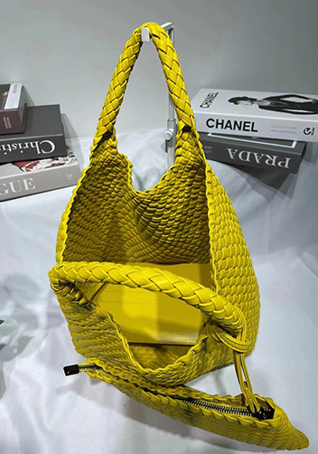 Mia Woven Tote With Pochette Yellow