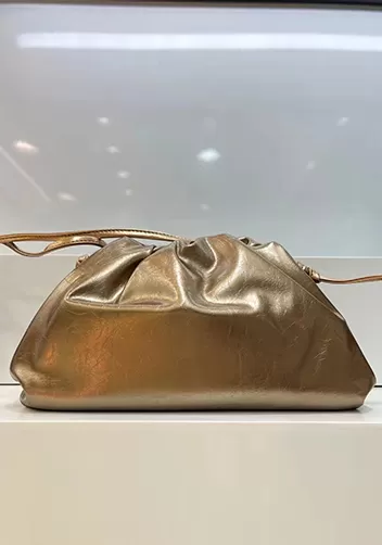 Dina Leather Large Clutch Shoulder Bag Bronze