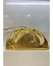 Dina Leather Large Clutch Shoulder Bag Gold