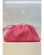 Dina Leather Large Clutch Shoulder Bag Hot Pink