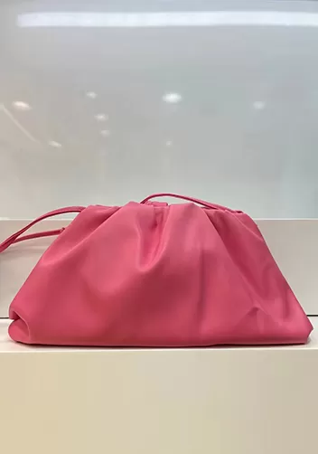 Dina Leather Large Clutch Shoulder Bag Hot Pink
