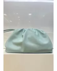 Dina Leather Large Clutch Shoulder Bag Light Blue