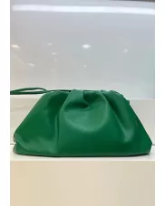 Dina Leather Large Clutch Shoulder Bag Racing Green