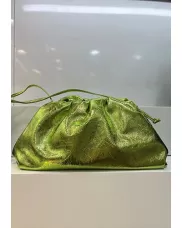 Dina Leather Large Clutch Shoulder Bag Shining Green