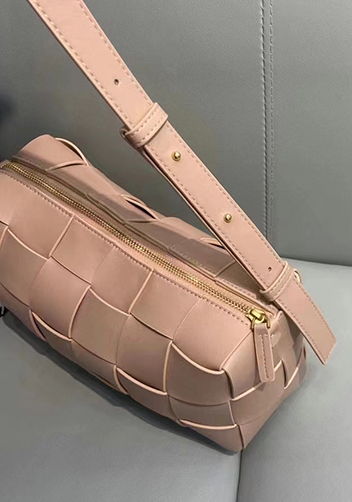 Mia Woven Smooth Leather Shoulder Bag Beige