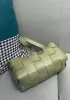 Mia Woven Smooth Leather Shoulder Bag Green