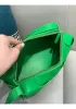 Mia Woven Smooth Leather Shoulder Bag Green Parakeet