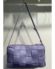 Mia Woven Smooth Leather Shoulder Bag Purple