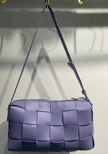 Mia Woven Smooth Leather Shoulder Bag Purple