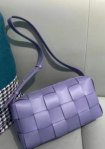 Mia Woven Smooth Leather Shoulder Bag Purple