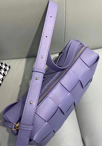 Mia Woven Smooth Leather Shoulder Bag Purple