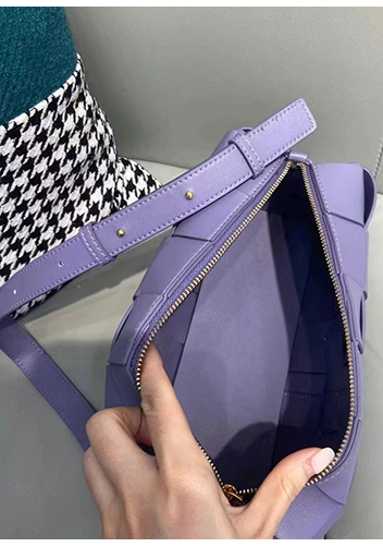 Mia Woven Smooth Leather Shoulder Bag Purple