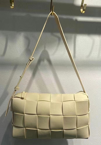 Mia Woven Smooth Leather Shoulder Bag Yellow