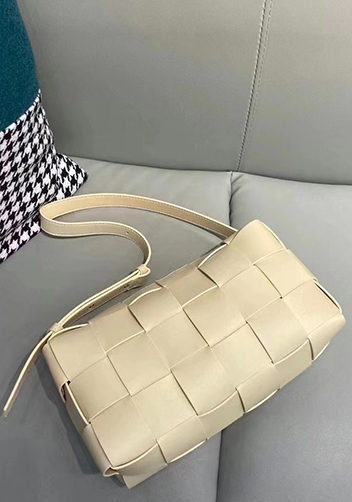 Mia Woven Smooth Leather Shoulder Bag Yellow