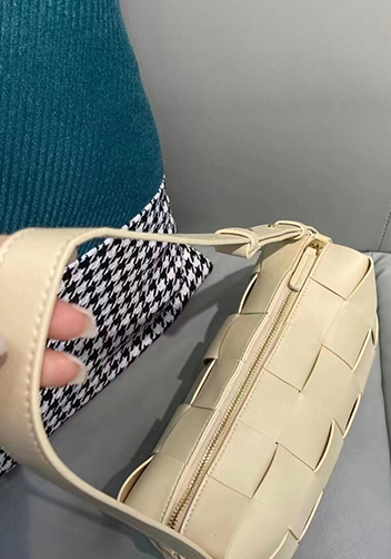 Mia Woven Smooth Leather Shoulder Bag Yellow