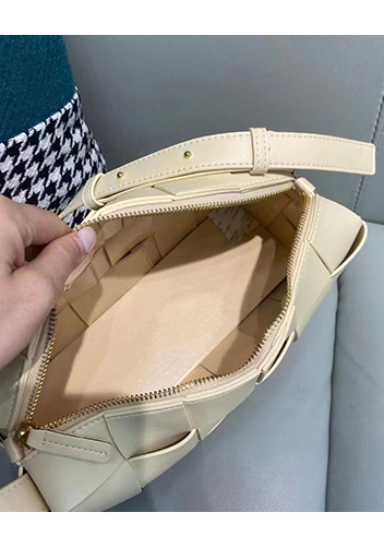 Mia Woven Smooth Leather Shoulder Bag Yellow