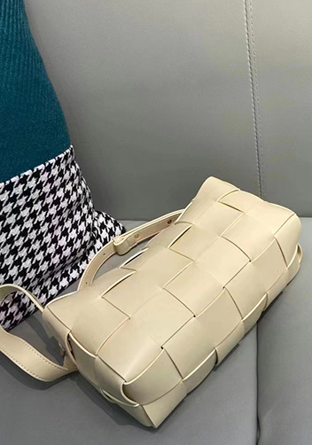 Mia Woven Smooth Leather Shoulder Bag Yellow