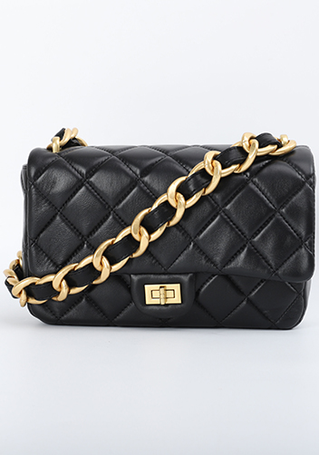 Adele Classic Flap Medium Lambskin Chain Bag Black
