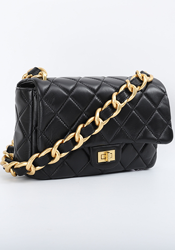 Adele Classic Flap Medium Lambskin Chain Bag Black