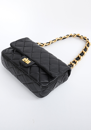 Adele Classic Flap Medium Lambskin Chain Bag Black