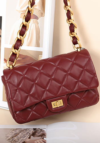 Adele Classic Flap Medium Lambskin Chain Bag Burgundy