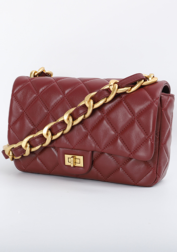 Adele Classic Flap Medium Lambskin Chain Bag Burgundy