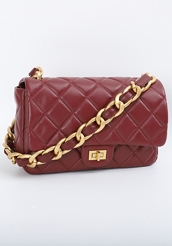 Adele Classic Flap Medium Lambskin Chain Bag Burgundy