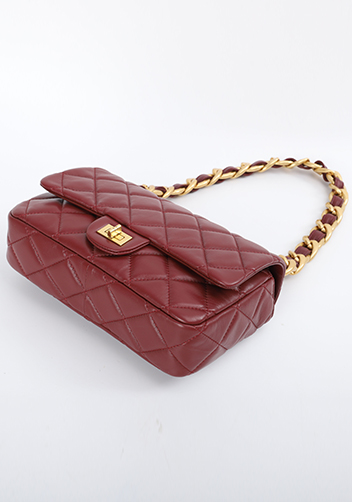 Adele Classic Flap Medium Lambskin Chain Bag Burgundy