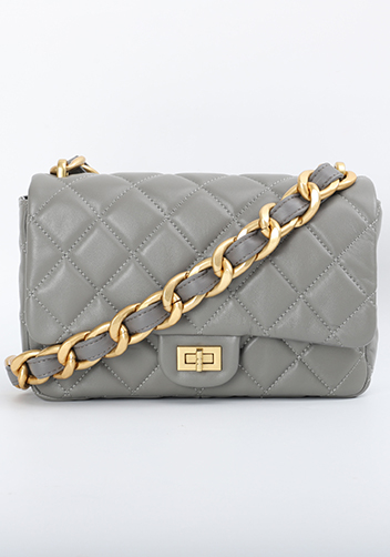 Adele Classic Flap Medium Lambskin Chain Bag Grey