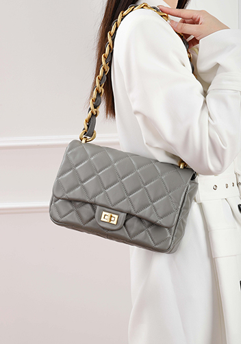 Adele Classic Flap Medium Lambskin Chain Bag Grey
